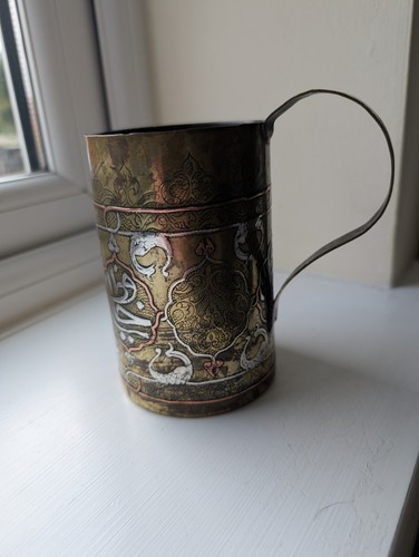 Antique brass jug with - antique,
