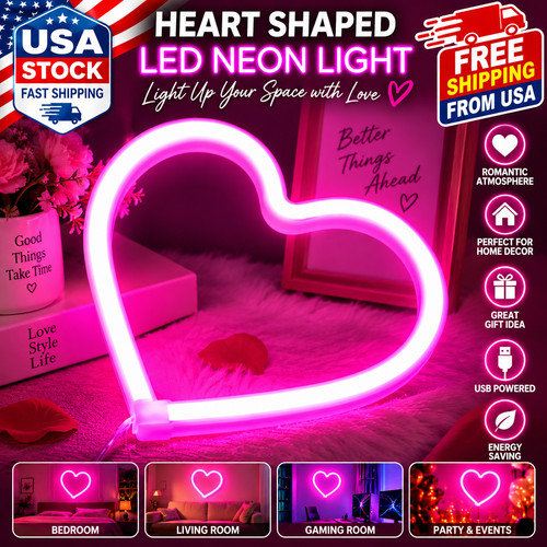 Pink heart led neon - heart,
