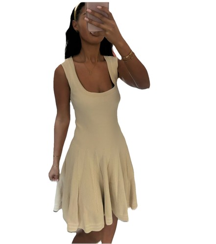 Alaïa beige pleated mini - beige,