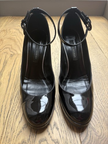 Black patent heels with ankle - with,
