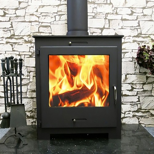 Wood burning stove with - burning,