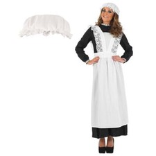 Womens Victorian Maid Costume Apron Cap S - XXL Ladies Poor Servant Fancy Dress