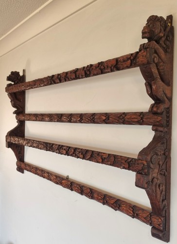Antique oak wall plate - wall, rack