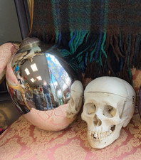 Big Antique Ovoid Silver Mercury Glass Witches Ball VGC & Rare German/Kugel 12"