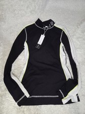 BNWT Topshop SNO Ski Base Layer Top UK 10 Black Neon Trim Long Sleeve Winter