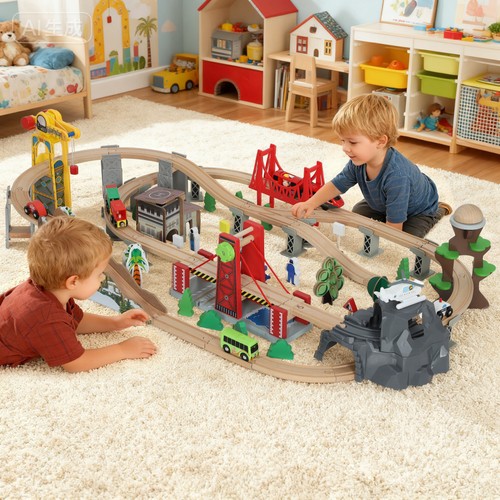Wooden train set 100 - set,, piece