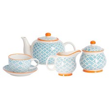 15 Piece Hand-Printed Tea Set