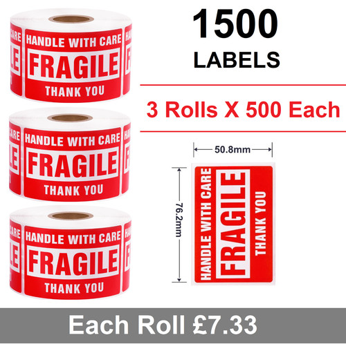 Rolls 500 fragile stickers - 3,