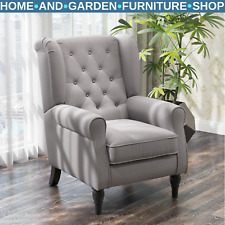 Vintage Grey Wingback Armchair Sofa High Wing Back Accent Seat Retro Comfy Chair