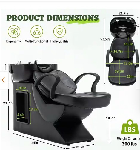 Black salon backwash - black, w/