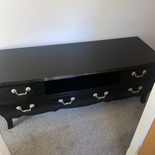 Tv Unit In Black Gloss , Very Solid Unusual Design Shabby Chic , Not Flat Pack .