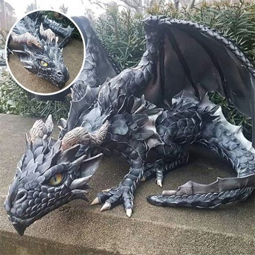 Squatting dragon statue yard - statue,