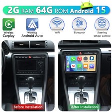 2+64G Android 15 Carplay Car Radio Stereo Bluetooth Head Unit for Audi A4 S4 RS4