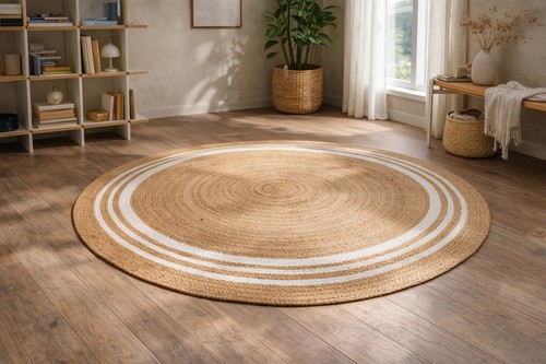 Round rug natural - rug, jute
