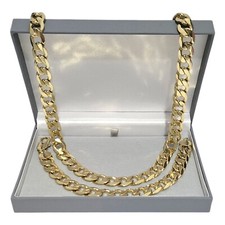Mens 12mm Curb Set, 9ct Gold XP, Bracelet 9" Chain 28"