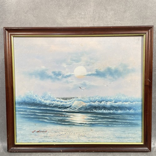 Vintage seascape oil painting - oil,