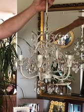 Laura Ashley Lavenham chandelier with all crystals/hanging bracket and in VGC.