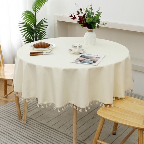 Vintage cotton linen - linen, round