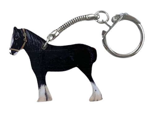 Black shire horse keyring - shire,
