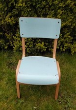 Vintage retro bentwood blue formica seat and back children's school chair