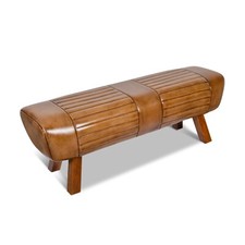 100% Real Genuine Leather Foot Stool Hall Bench Pommel Horse Brown / Old English