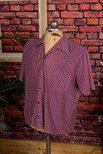Vintage Original 60er Shirt Nylon Purple Pattern Collar Hit Disco Rockabilly
