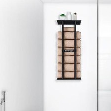 Towel Rack with Shelf Iron Black Towel Storage for Salon Small Bathroom SPA
