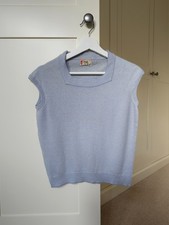 Vintage 1950s Pringle of Scotland Knitted Blue Striped Cashmere Jumper Vest