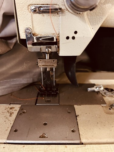 Long arm twin needle sewing