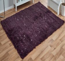 SMALL - X LARGE DAZZLE SPARKLE GLITTER SPARKLY 6.5cm LONG SHAGGY SILKY PILE RUG