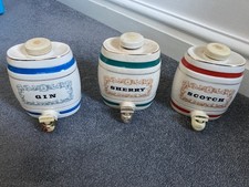 Vintage Wade England Royal Victoria Pottery Drinks Decanter Barrels Set of 3