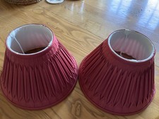 2 Laura Ashley Red Silk Pleated Lampshades
