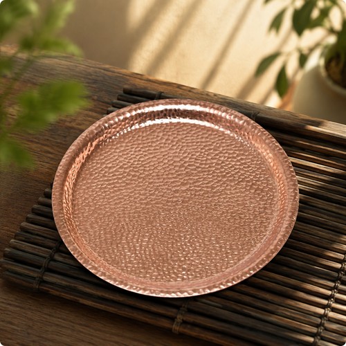 Hammered copper tray - hammered,