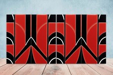 Art Deco Design Ceramic tiles -Set of 2 Art Deco Wall Decor Tiles, Art Deco tile