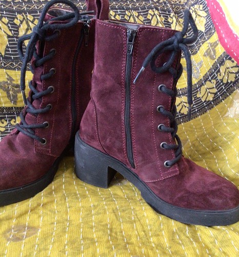 Burgundy suede leather fly - suede,