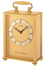 Seiko Westminster Chime Quartz Brass Carriage Mantle Clock QHJ201G - SCRUFFY BOX