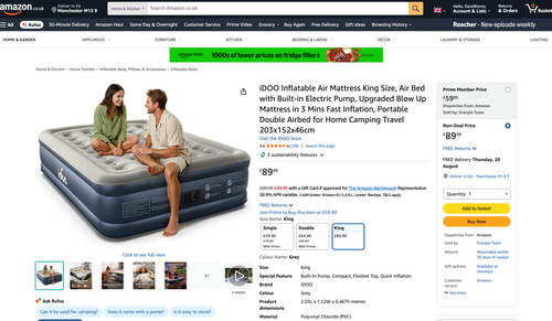 Idoo inflatable air mattress - air,