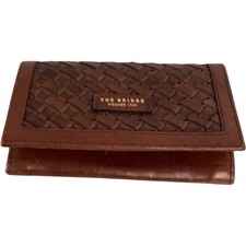 The Bridge Firenze 1969 purse Wallet Brown Leather Weave Strap Bifold [SD]