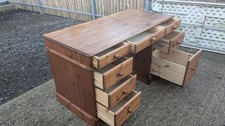 Large pine desk 8 drawers with wooden knobs LS231125B