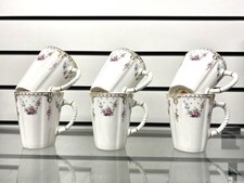 Crown Derby Coffee Mug Royal Antoinette Set of 6 Tea Coffee Fine Bone China
