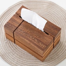 Minimalist Wooden Tissue Box in Walnut Finish with Secure Magnetic Closure
