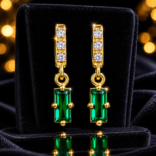 Baguette natural emerald - emerald, drop
