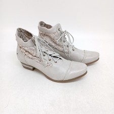 Mustang White Ankle Boots Heeled Crochet Lace Detailing 1.5 " Heel UK Size 6