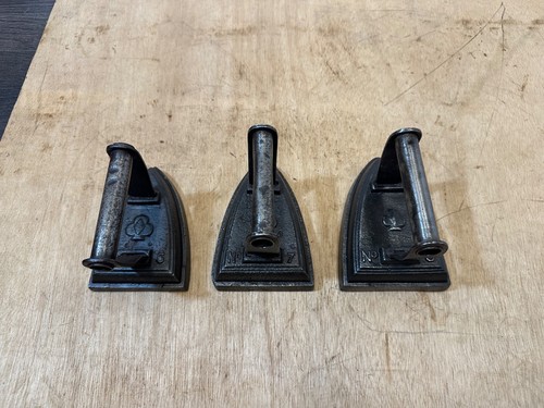 Three antique pressing irons - antique,