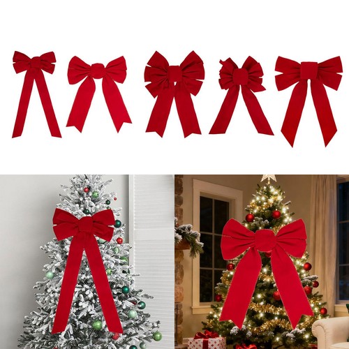 Velvet bow red big - velvet, decor
