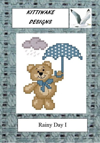 Rainy day teddy bear cross - rainy,