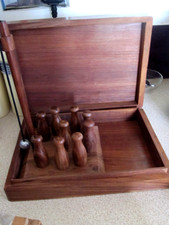 VINTAGE  HAND TURNED  Wooden Skittles  Game Indoor Table Top Rare  VGC BOXED