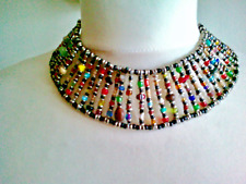 Boho Cleopatra Style Multi Coloured Masai Bead Choker