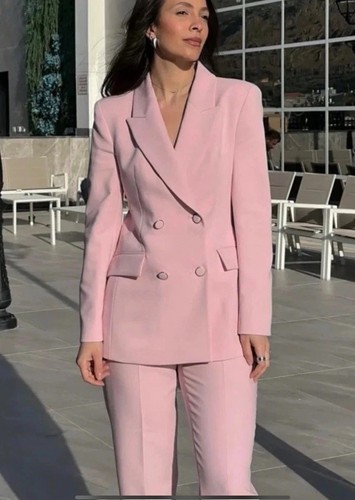 Ss25 zara pink double breasted - pink,