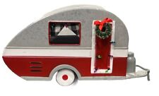 Red White Metal Vintage Retro Christmas Teardrop Camper Trailer EX CONDITION!!!!